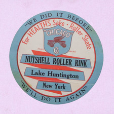 1951 Lake Huntington New York Vintage Roller Skating Rink Sticker Nutshell Rare