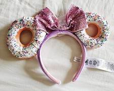 Disney Minnie Mouse Ears Donut Multicolor Sprinkles Sequin Bow NWT Free Shipping