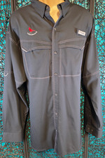 COLUMBIA OUTDOORS SHIRT MENS 2XL BLACK LADY BIRD JOHNSON GC LOW DRAG OFFSHORE