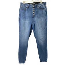 Torrid Premium Jeans Women Size 16R Button Fly Sky High Skinny Medium Wash Denim