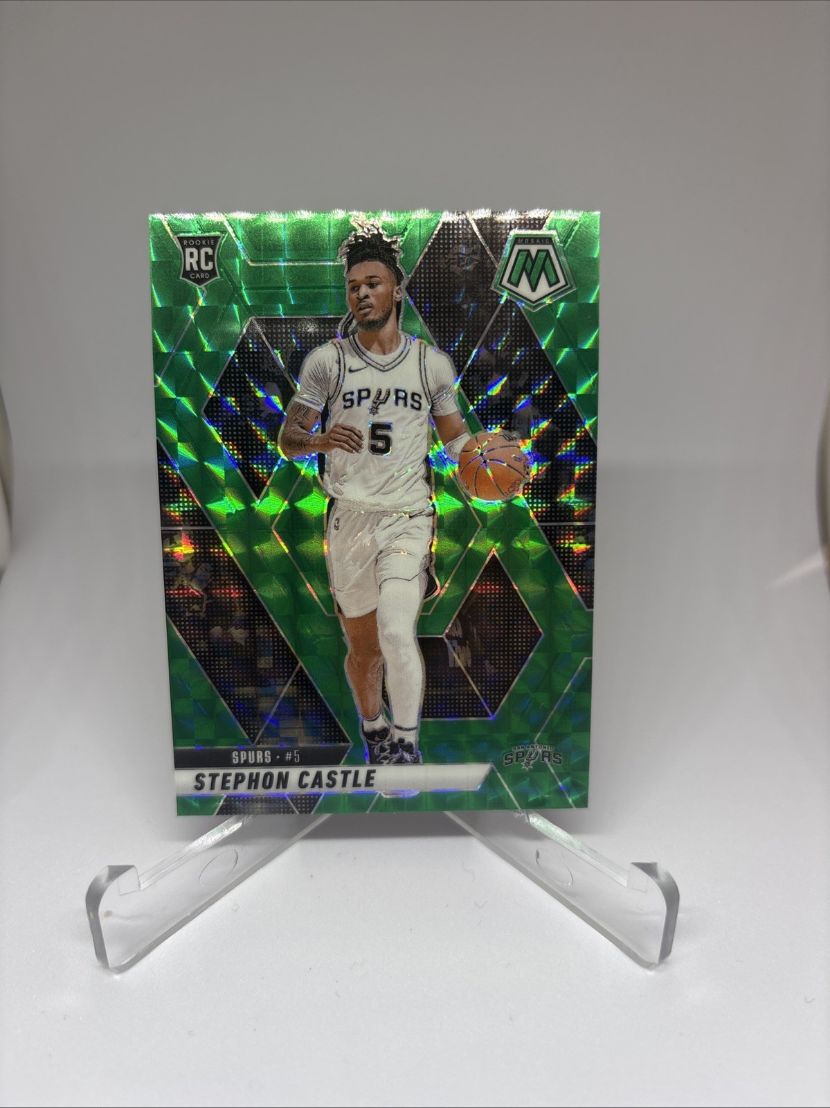 2024-25 Panini Mosaic - Rookies Stephon Castle #236 Green Mosaic Prizm (RC)