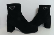 Prada Black Suede Ankle Boots Size 36.5