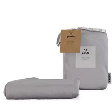 Image of Panda 100% Bamboo Fitted Sheet EU King 160x200cm Deep Pocket Pure White Grey