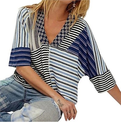 We The Free Multi Pattern Patchwork Oversized Crop Top Small