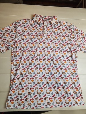 Locals Only LI Bacon Egg And Cheese Pattern Golf Polo Mens Large