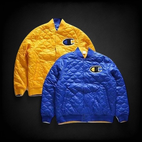 Champion Insulated Puffer Jacket Men's Size L Reversible Blue Yellow Gold NWT - Picture 11 of 11