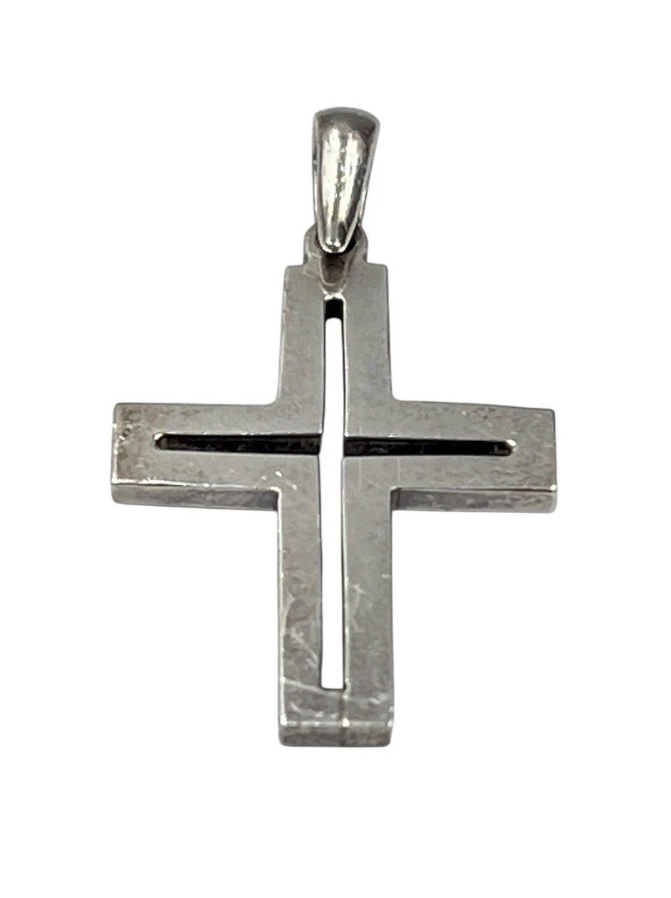 925 silver cross pendant solid modern design - image 1