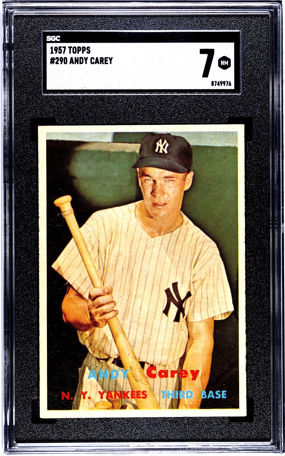1957 Topps ANDY CAREY New York Yankees #290 SGC 7 NEAR MINT Condition