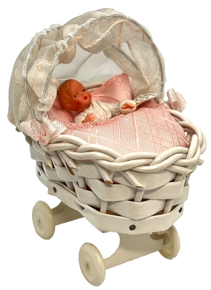 1:12 Shackman Cuna Cuna Cochecito Casa de Muñecas Miniatura Muebles Alemania Occidental Foto 2 de 4