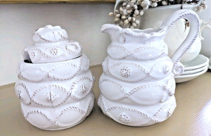 Juliska Jardins Du Monde Whitewash Beehive Creamer and Honey / Sugar