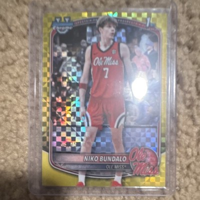 Topps 2025-26 Bowman Chrome Prospects Niko Bundalo BCP-18 Gold 54/75 Ole Miss