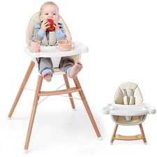 Baby High Chair, Eat Grow Beech Wooden Highchair for Babies and Toddlers, R...