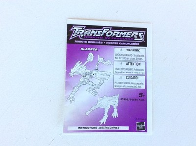 TRANSFORMERS Robots in Disguise SLAPPER Instructions Manual 2001