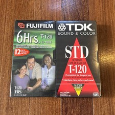 2 Pack Blank VHS 6 Hours ST-120 Blank Tape New Sealed Fujifilm/TDK Hobbyists.
