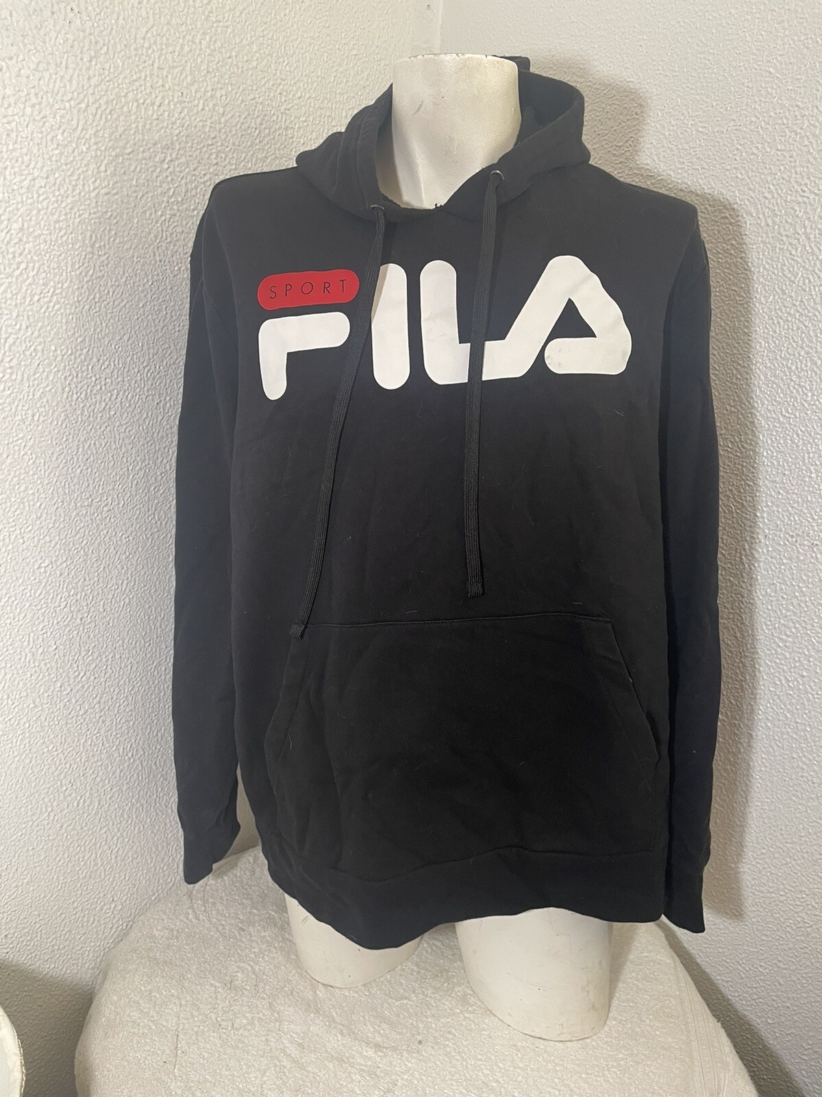 FELPA CON CAPPUCCIO FILA SPORT PULLOVER TAGLIA XXL nero