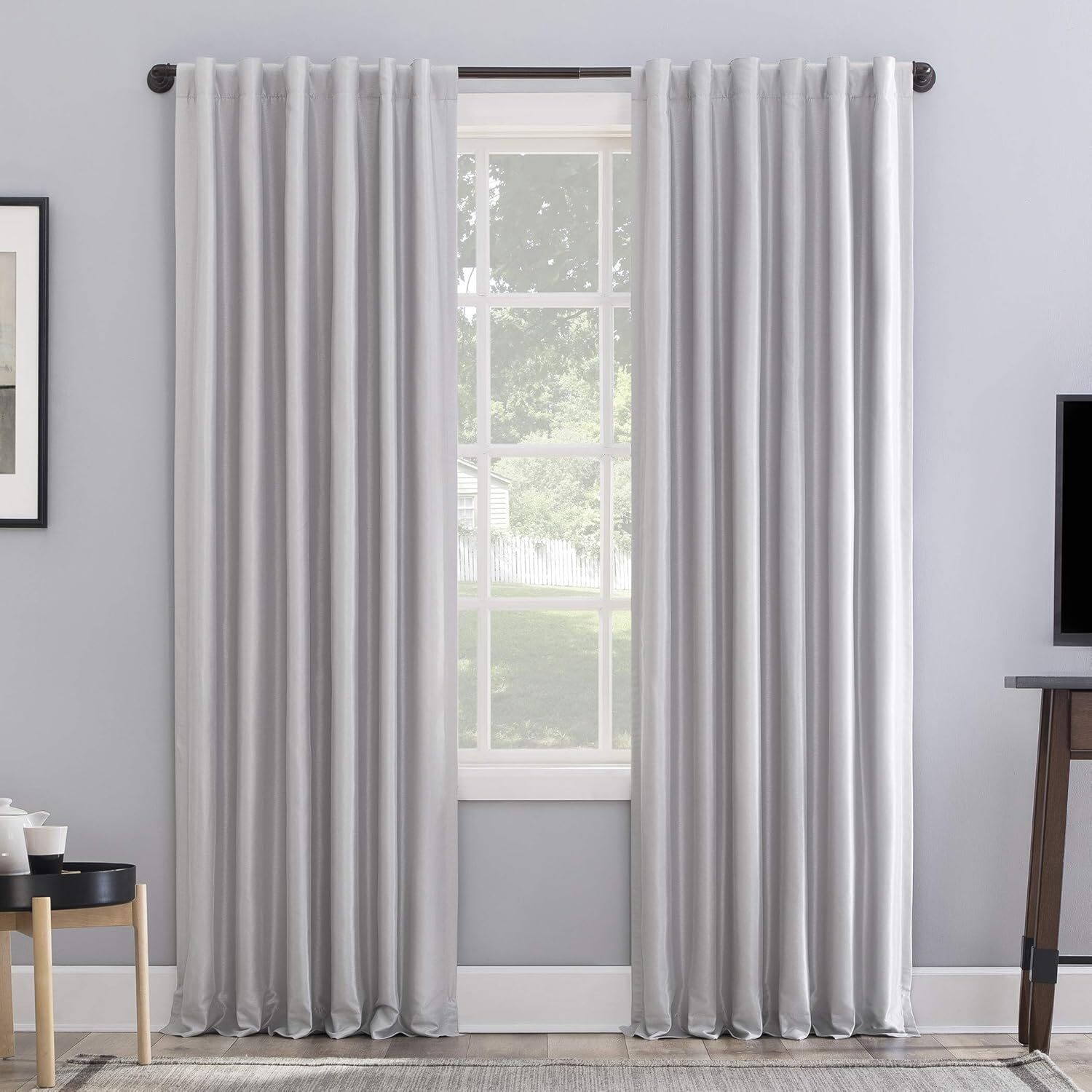 Sun Zero Greyson Thermal Blackout Chrome Gray Curtains-image