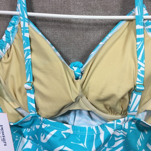 Costumi da bagno per tutti i tankini top donna 24 verde acqua tutto tropicale cravatta davanti ferretto - Foto 7 di 14