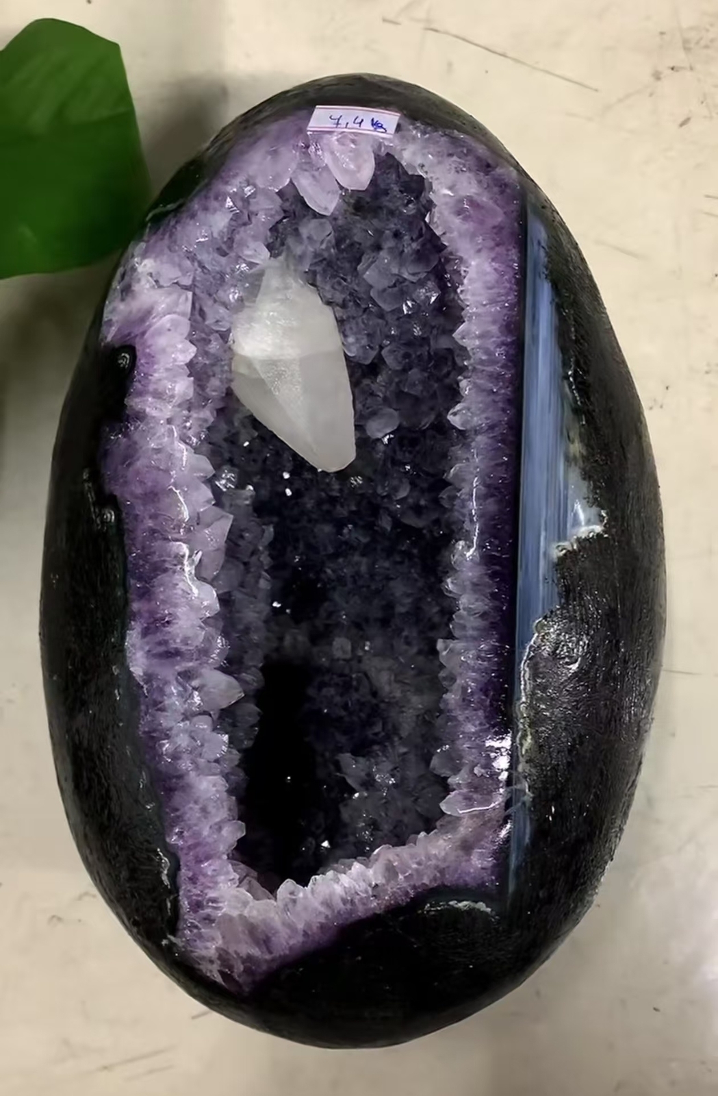 17.5LB Natural Amethyst Geode Quartz Crystal Dinosaur Egg Reiki Decor + STAND