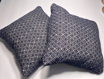 Tommy Bahama Throw Pillows (2) Navy Cream 18x18 Pre-Owned - Main Image