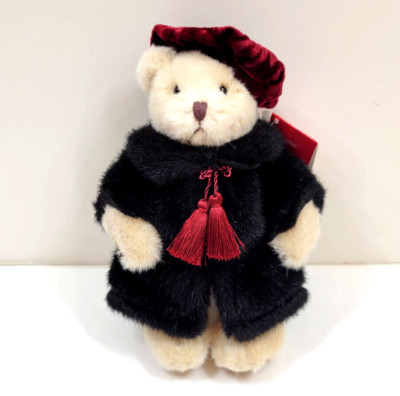 Russ Berrie Sasha Bear Dressed in Black Faux Fur Coat With Stuffed Toy New