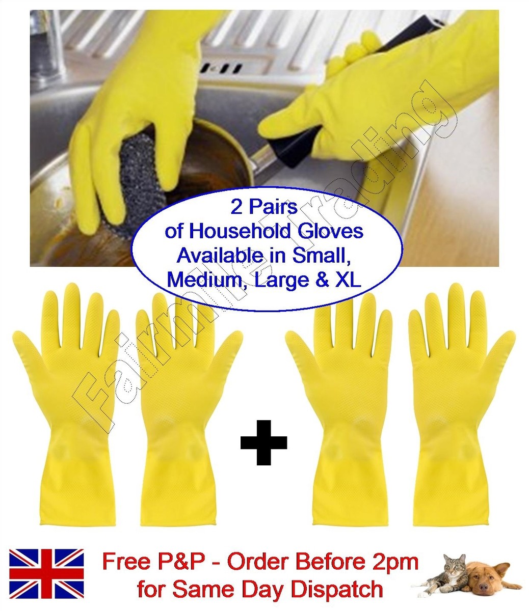 x Pairs Household Rubber Gloves Latex Washing Kitchen Dishes Cleaning  Plumber