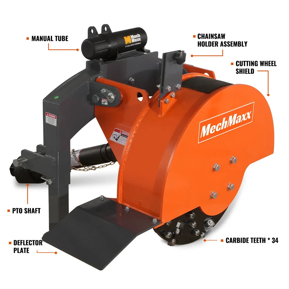 Amoladora de tocones MechMaxx de toma de fuerza de 3 puntos para tractor de 15-45 hp, diámetro del volante de inercia de 24"", SG24 Foto 4 de 4