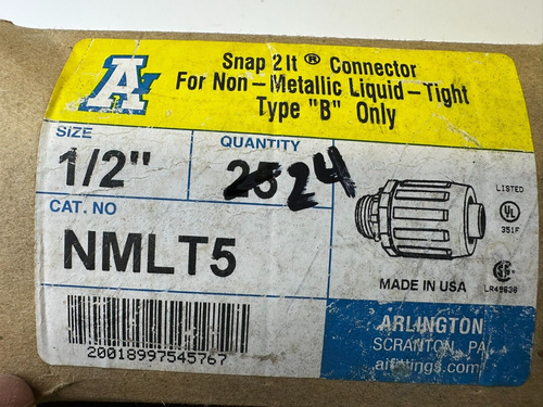 NEW Box of (24) Arlington NMLT5 Connector Liquid Tight 1/2" Grey Type “B” - Picture 2 of 2