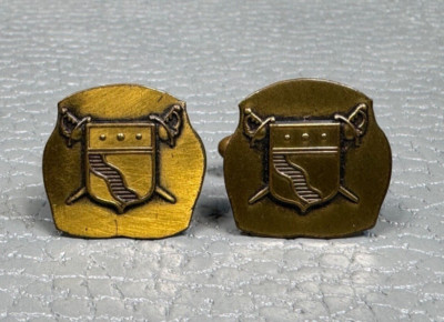 Vintage Heraldic Shield Copper or Brass Plated Cuff Links