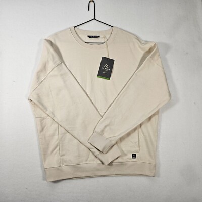 Men's Alpine Design Solid Fleece Crew Neck Sweater Off White Size MED