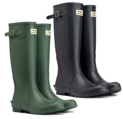 Hoggs Of Fife Braemar Wellington Boots – Green Natural Rubber Rain Boots With Adjustable Strap
