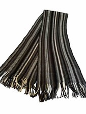Alexander Julian Colours Acrylic Scarf Grey Black Burgundy White Striped 12x76  