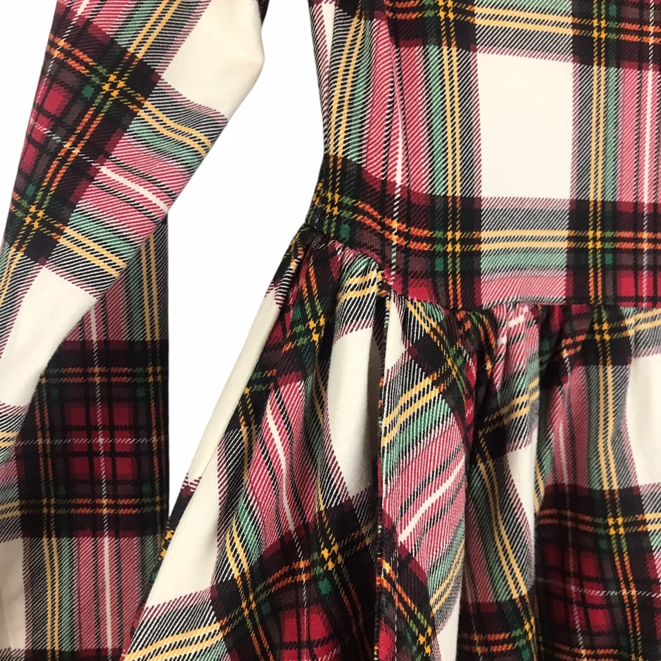 Vestido xadrez de flanela Hanna Andersson vermelho 140 meninas dos EUA 10 ajuste manga longa alargamento - Imagem 3 de 4