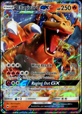 ULTRA RARE Charizard GX Pokemon SM Burning Shadows 20/147 Holo Foil Star -  LP