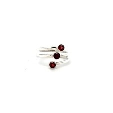 Sterling Silver Three Stone Garnet Ring