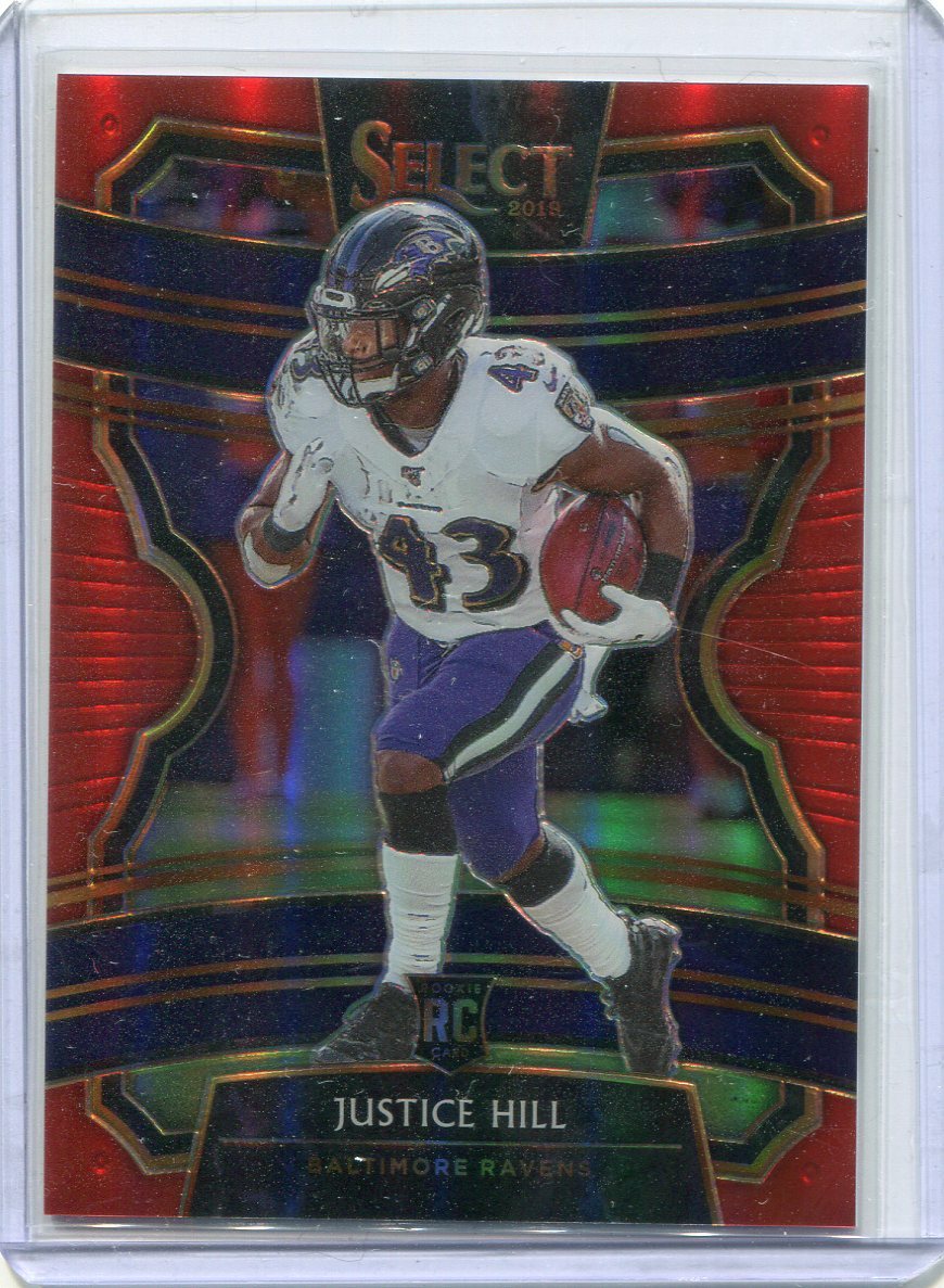2019 Select Red Prizm Concourse Rookies Justice Hill Rookie 39/99