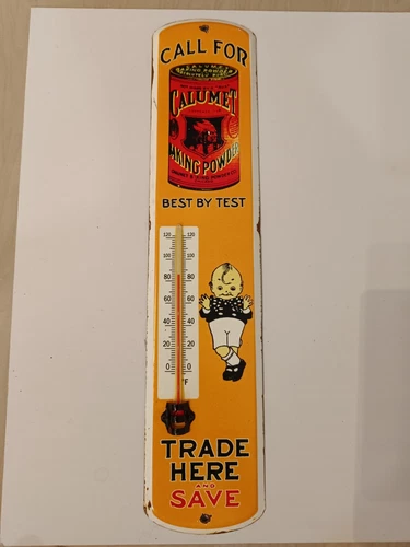 Vintage Glass Thermometer CALUMET No porcelain merchandise souvenir