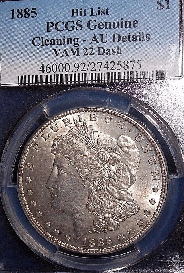1885 $1 Morgan Silver Dollar PCGS Genuine AU VAM 22 DASH  ~HIT LIST~ - Image 3 of 4