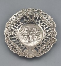 Nu&szlig;schale 800er Silber 1 von 6 Sch&auml;lchen Konfektschale Engel Rosen Dekor (63)