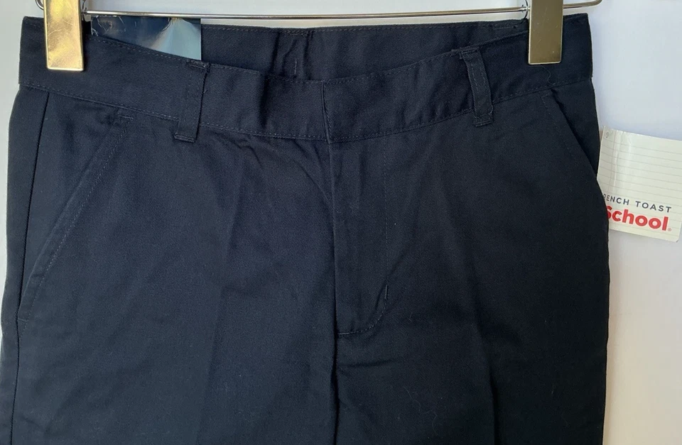 法国烤面包男童裤子海军蓝 12 码校服休闲版型斜纹布新品 — 第 2/4 张图片