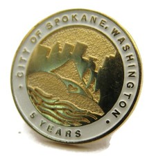 City of Spokane Washington 5 Years Service Award Pin Beautiful