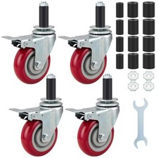 4 Inch Prep Table Caster Wheels Set of 4 Heavy duty Expanding Stem Casters Fi...