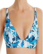 Red Carter Women's Floral Banded V Neck Bikini Top sz S Azul