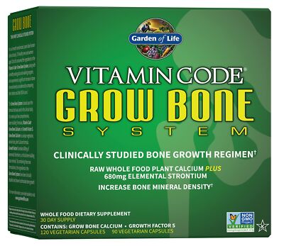 Vitamin Code Grow Bone Supplement Calcium Magnesium Strontium Probiotics 680mg