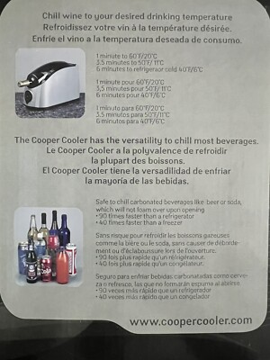 Cooper Cooler Rapid Beverage Wine Chiller Chill on Demand