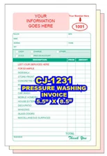 Pressure Washing Invoices  2 Part Carbonless Forms