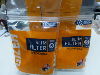 Gizeh Aktivkohle  Slim Filter 6 mm 20 x 120 Stück + Goody!!