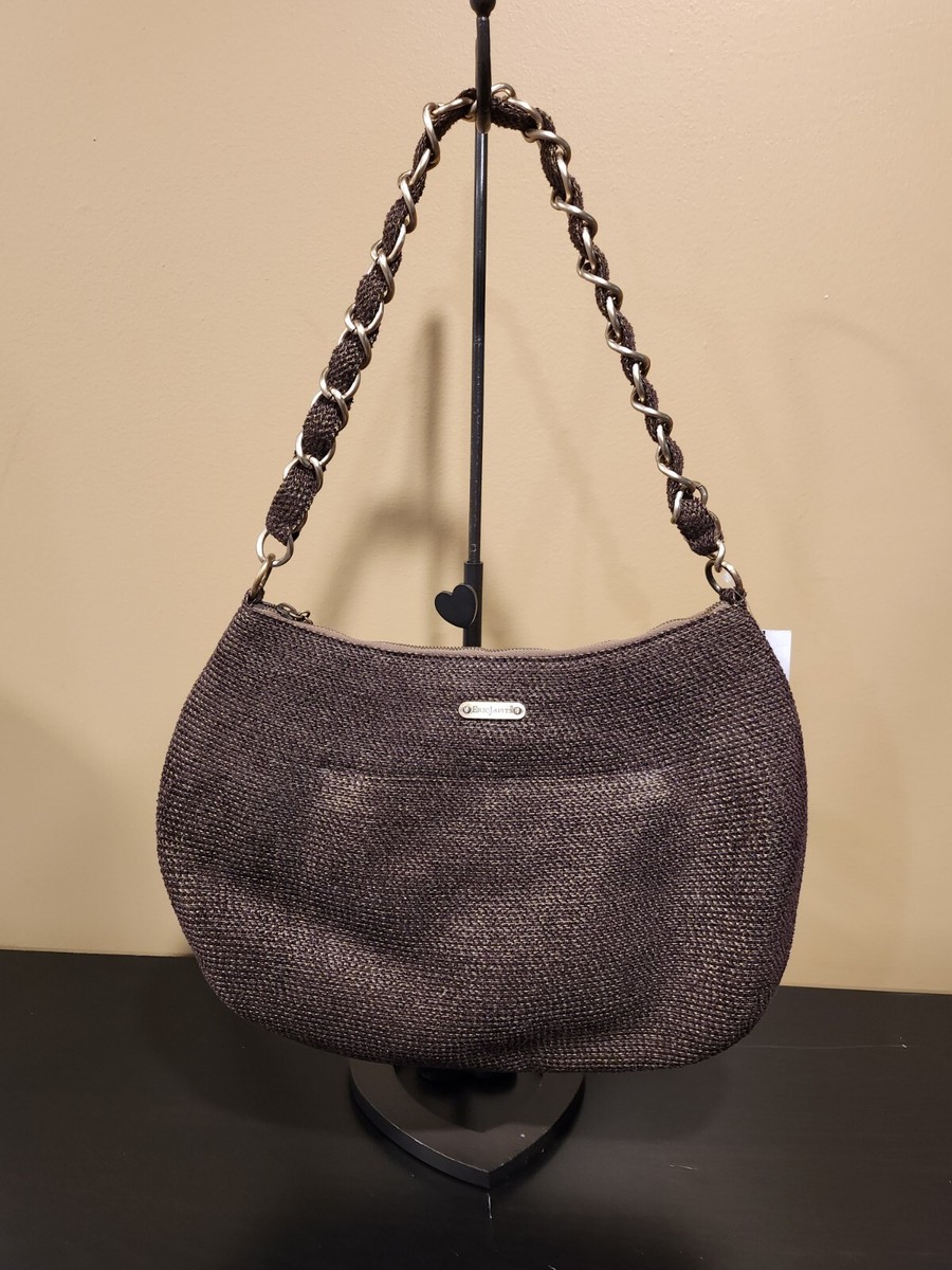 NWT ERIC JAVITS NEW YORK BROWN WOVEN TOTE PURSE SHOULDER BAG CHAIN HANDLE  DETAIL