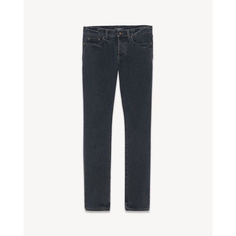 Jeans Saint Laurent uomo nero lavaggio slim fit taglia 32