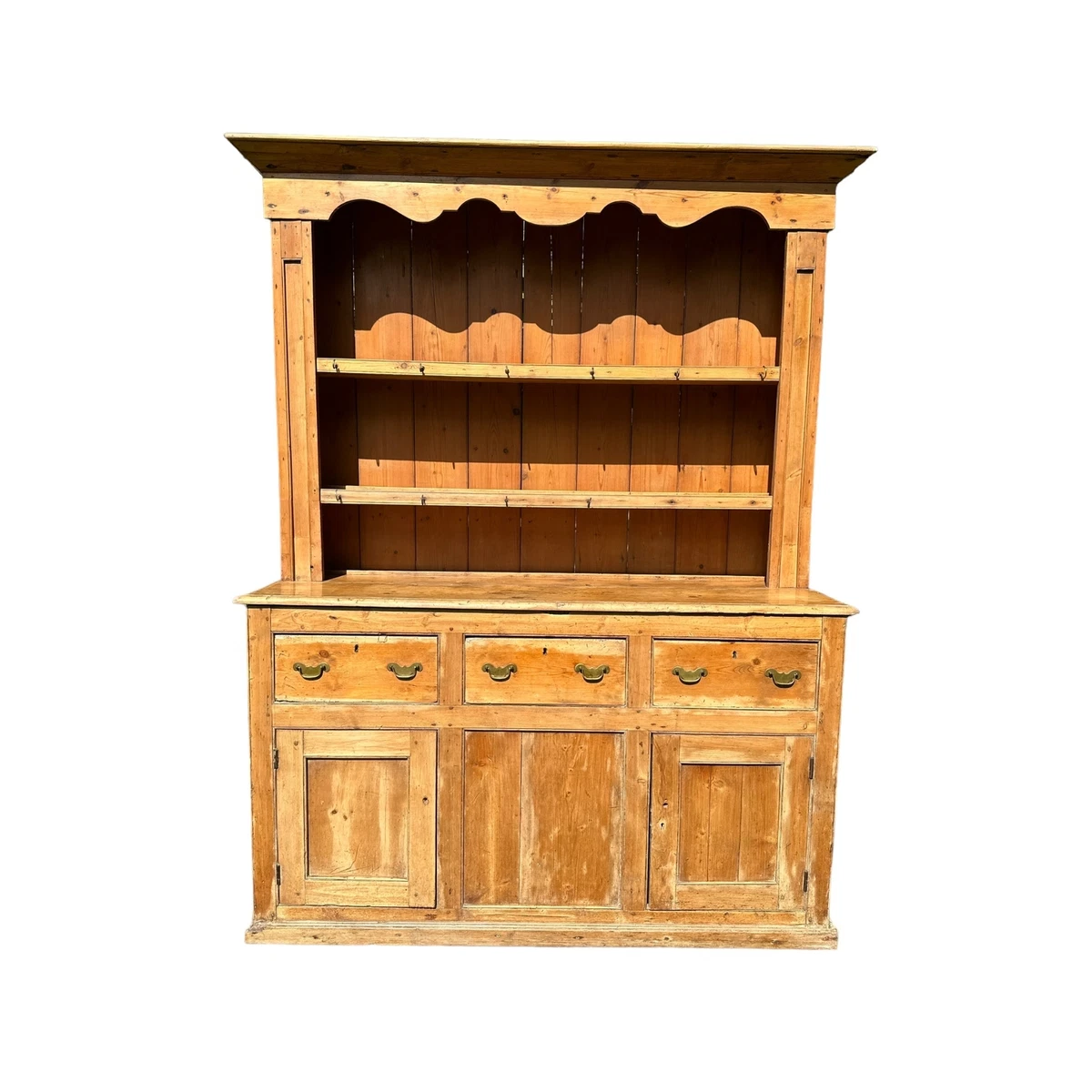 Early 20th Century Farmhouse Antique Pine Large Welsh Dresser Kitchen Storage