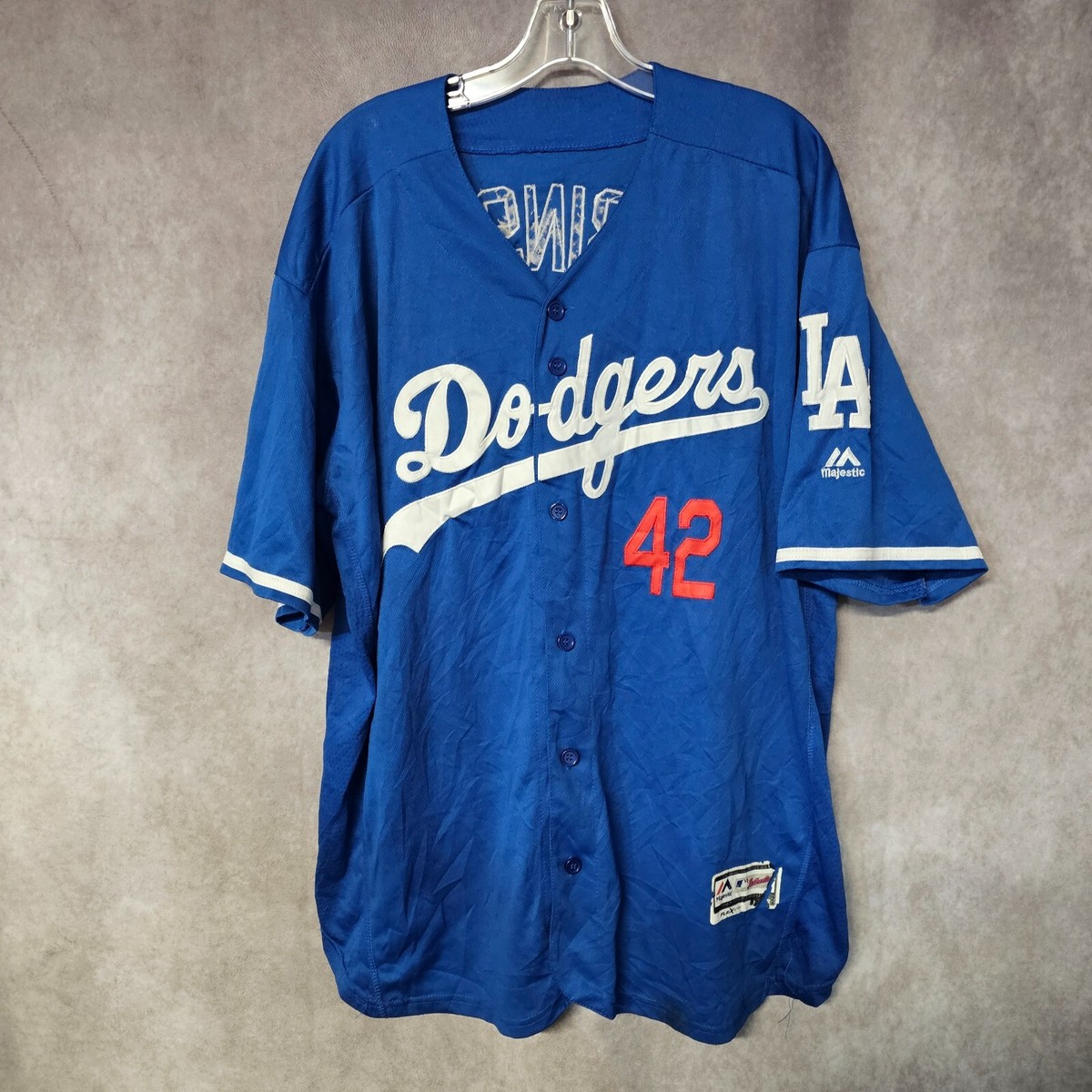 ポジャギNo.42 Majestic MLB Los Angeles Dodgers Jackie Robinson 42 Jersey Mens 48